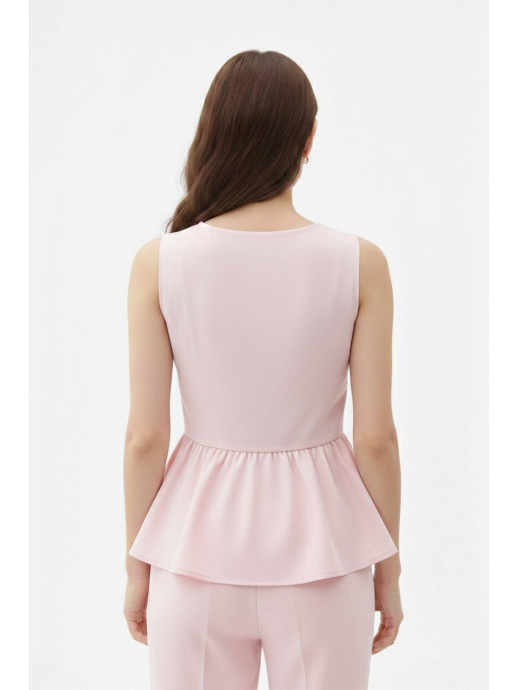 Yellow Solid Smocking Peplum Top | pt51 - view 8