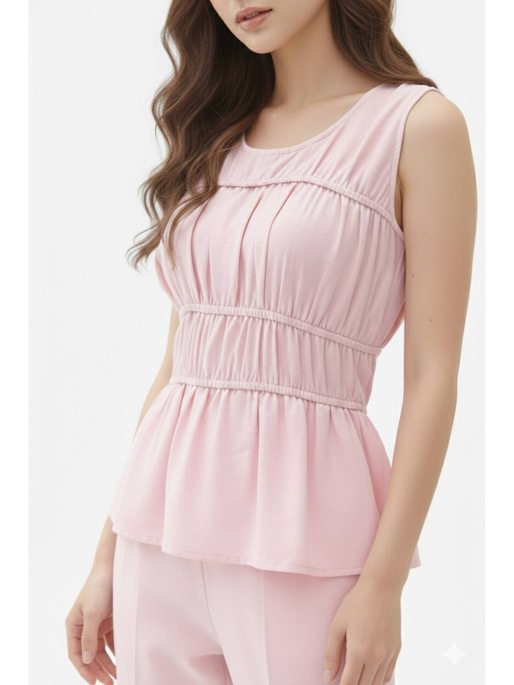 Yellow Solid Smocking Peplum Top | pt51 - view 11