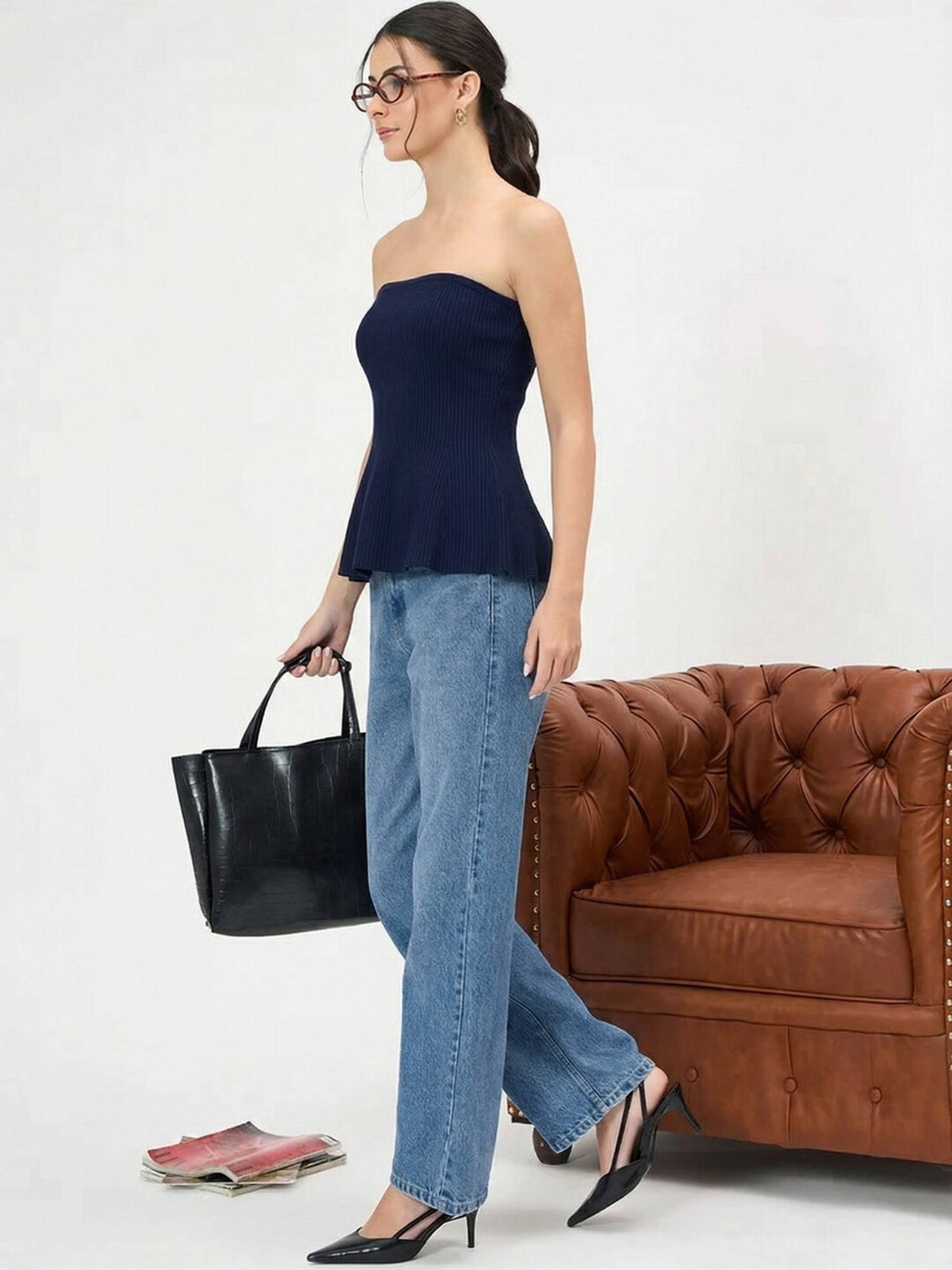 Stretchable Strapless Peplum Top | pt51 - view 18
