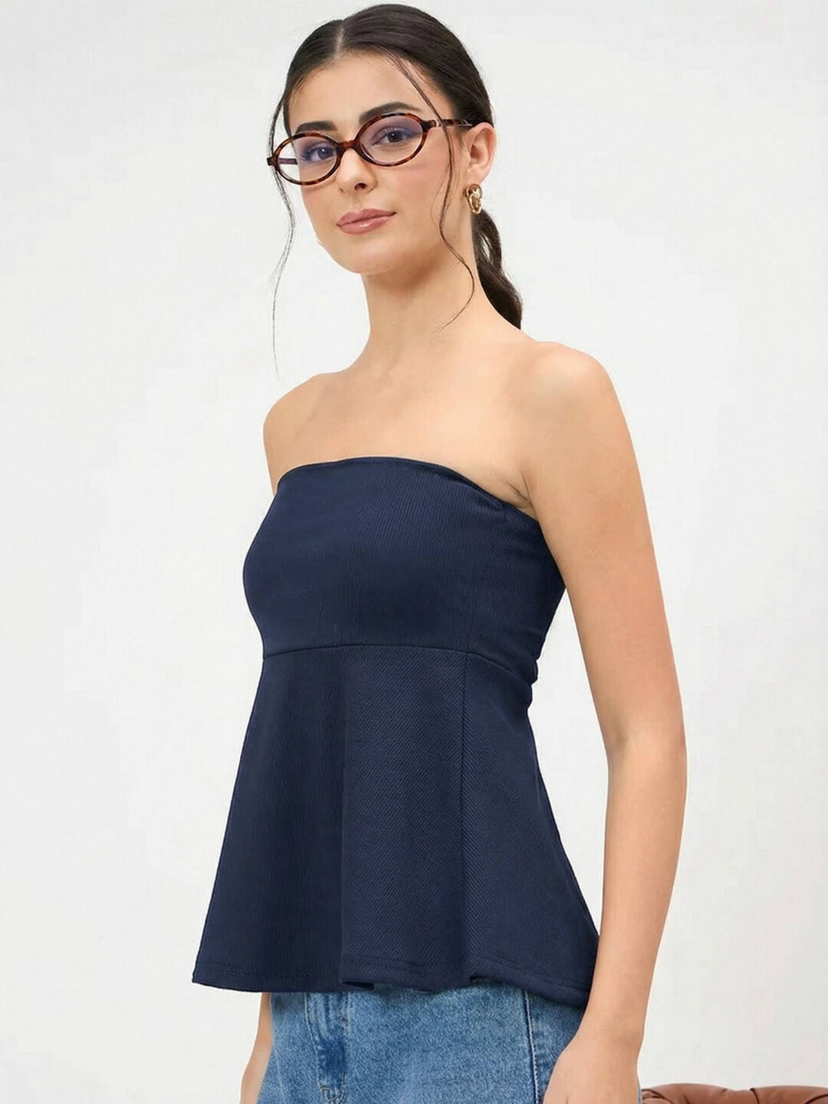 Stretchable Strapless Peplum Top | pt51 - view 19