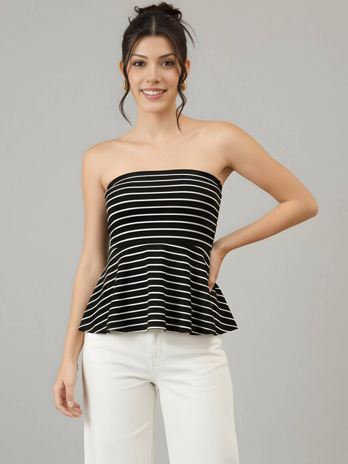 Stretchable Strapless Peplum Top | TT90 - view 8