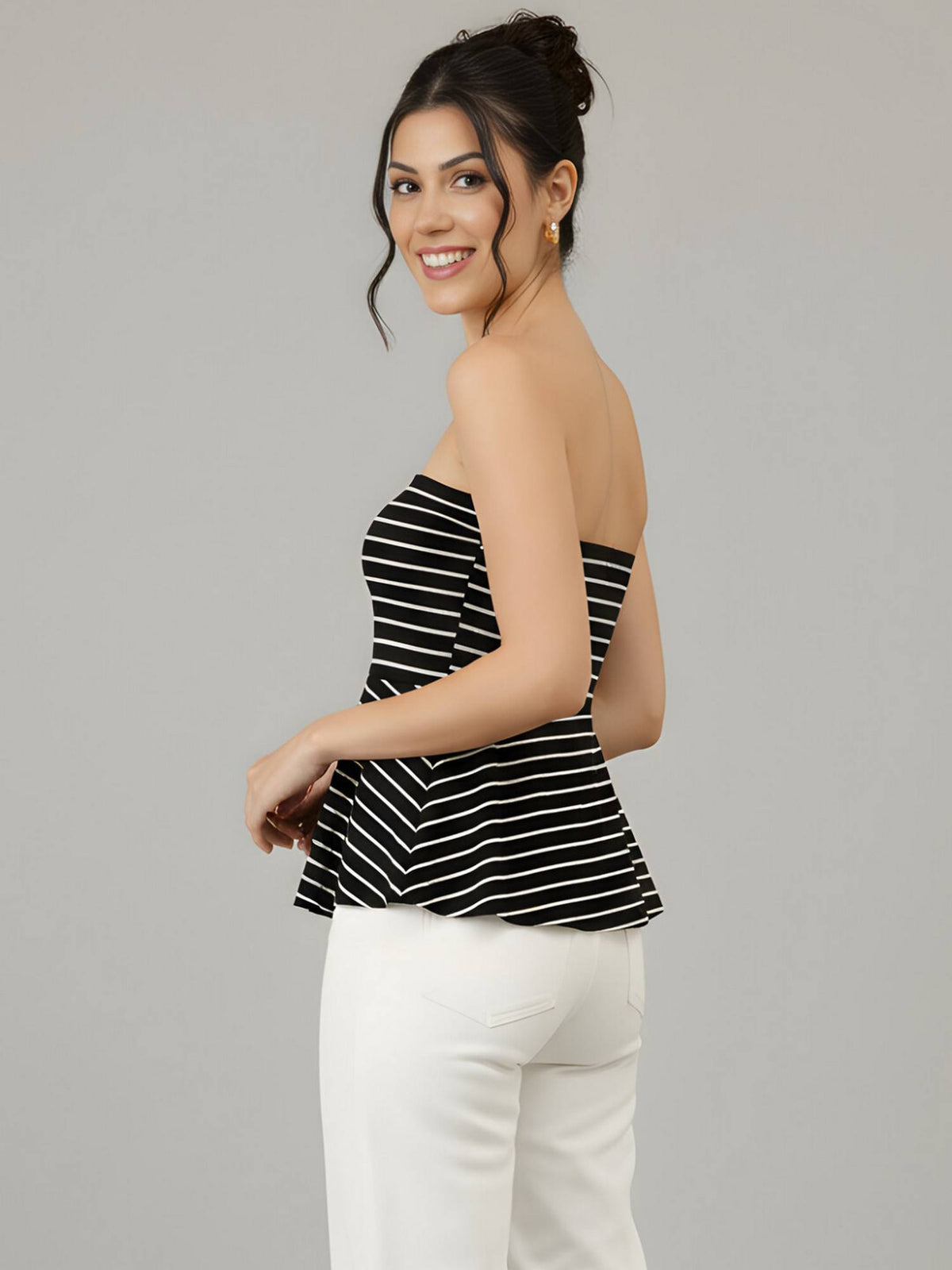 Stretchable Strapless Peplum Top | TT90 - view 9