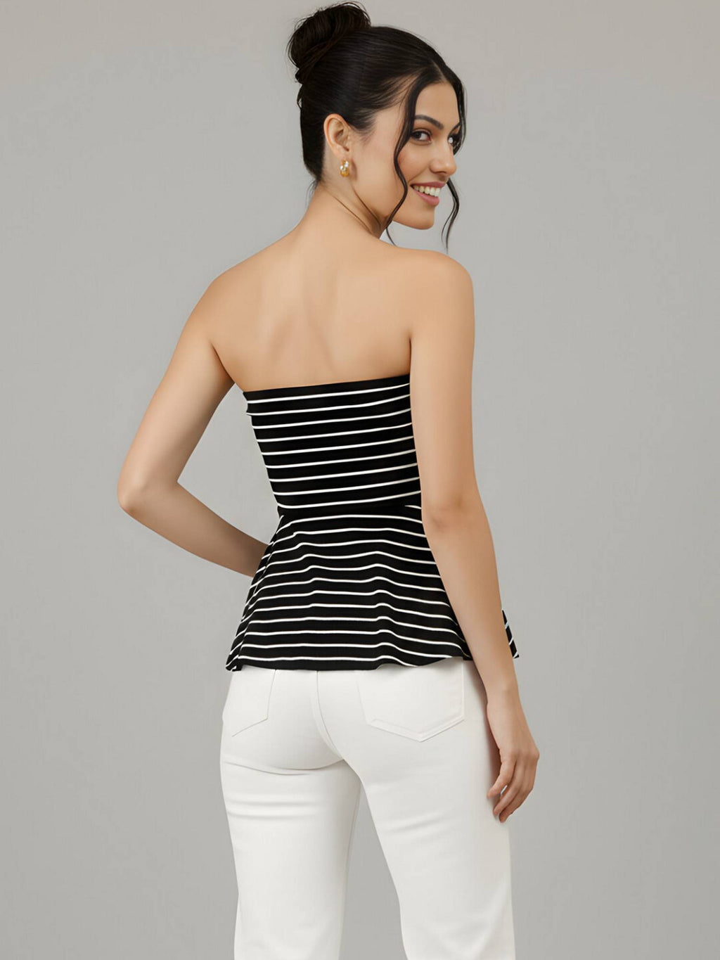 Stretchable Strapless Peplum Top | TT90 - view 10