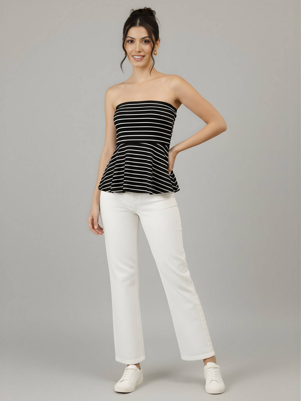 Stretchable Strapless Peplum Top | pt51 - view 11