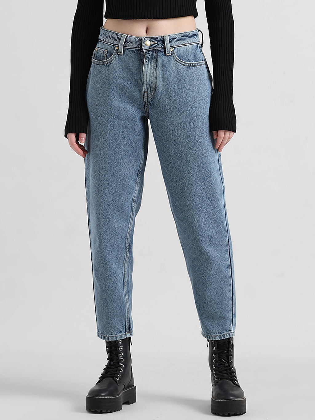 Blue High Rise Boyfriend Jeans