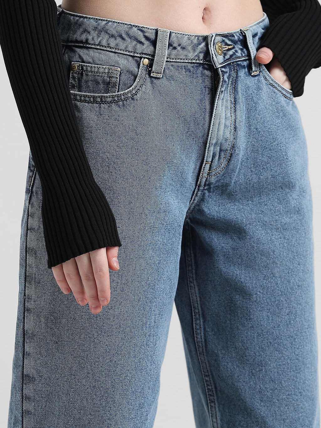 Blue High Rise Boyfriend Jeans