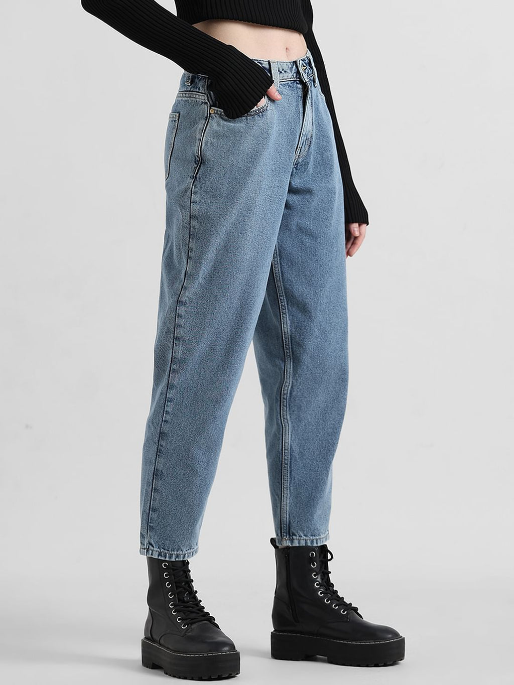 Blue High Rise Boyfriend Jeans