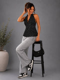 Peach Polka Dot Polyester Halter Top | HT67 - view 20