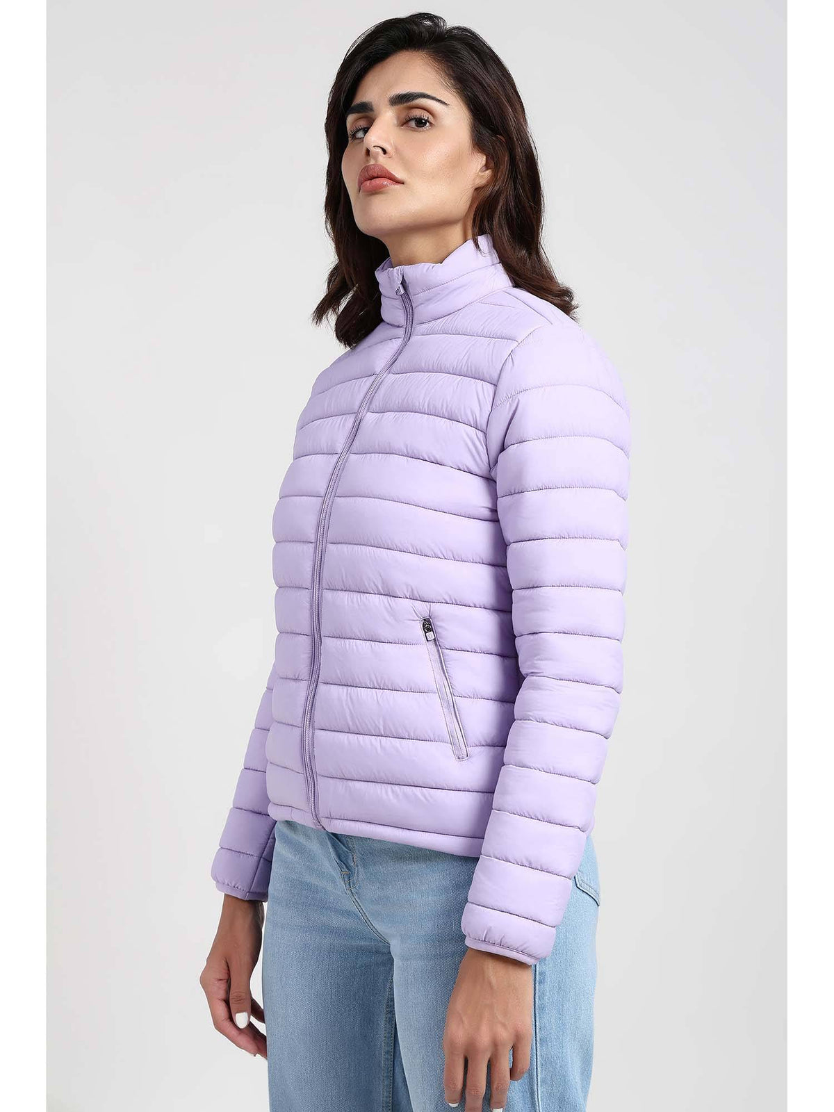 Lavender Nylon Full Sleeves Zipper Jacket | JC78 - view 2