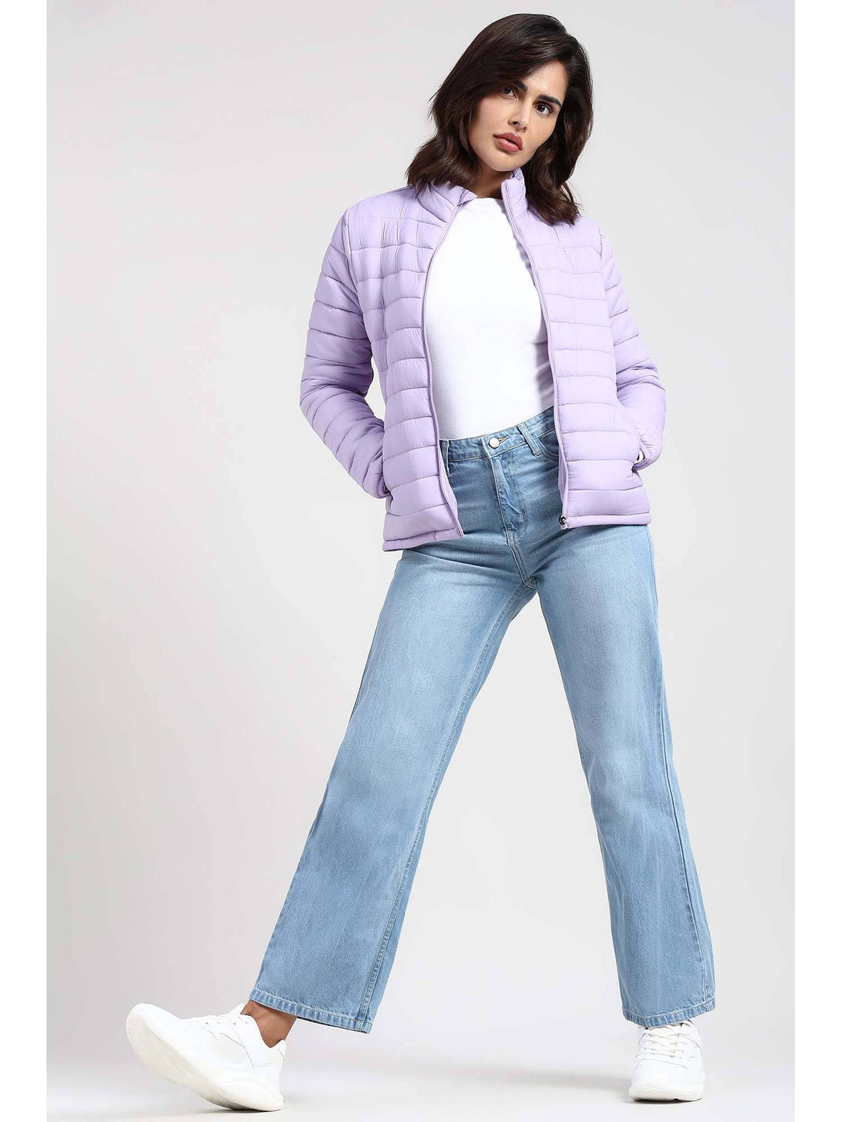 Lavender Nylon Full Sleeves Zipper Jacket | JC78 - view 4