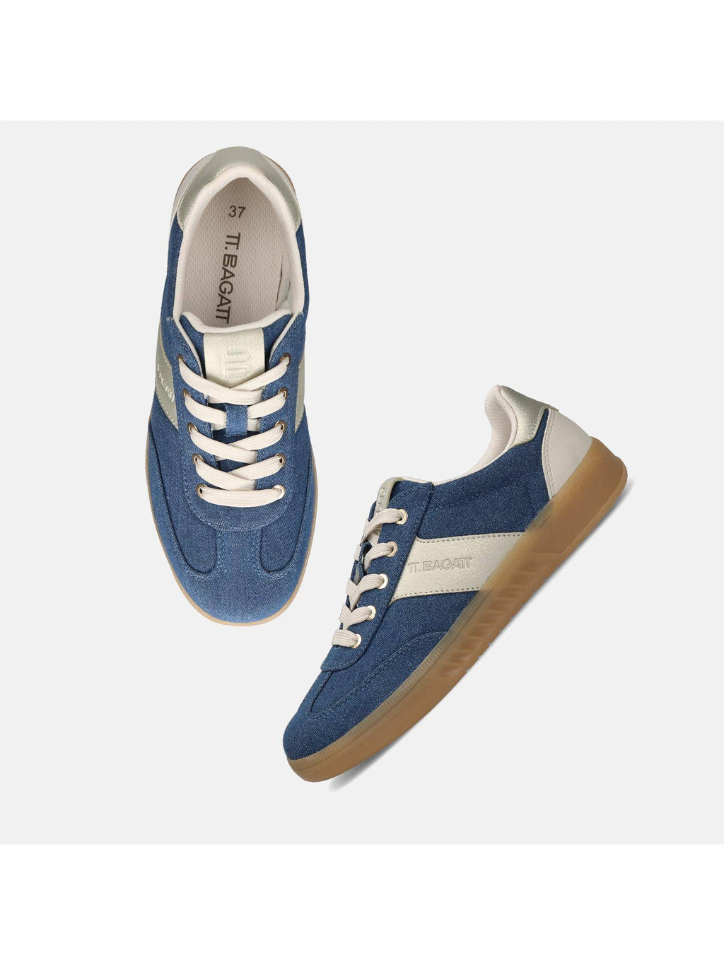 Blue Round Toe Low Top Pair Of Sneakers | SN09 - view 2