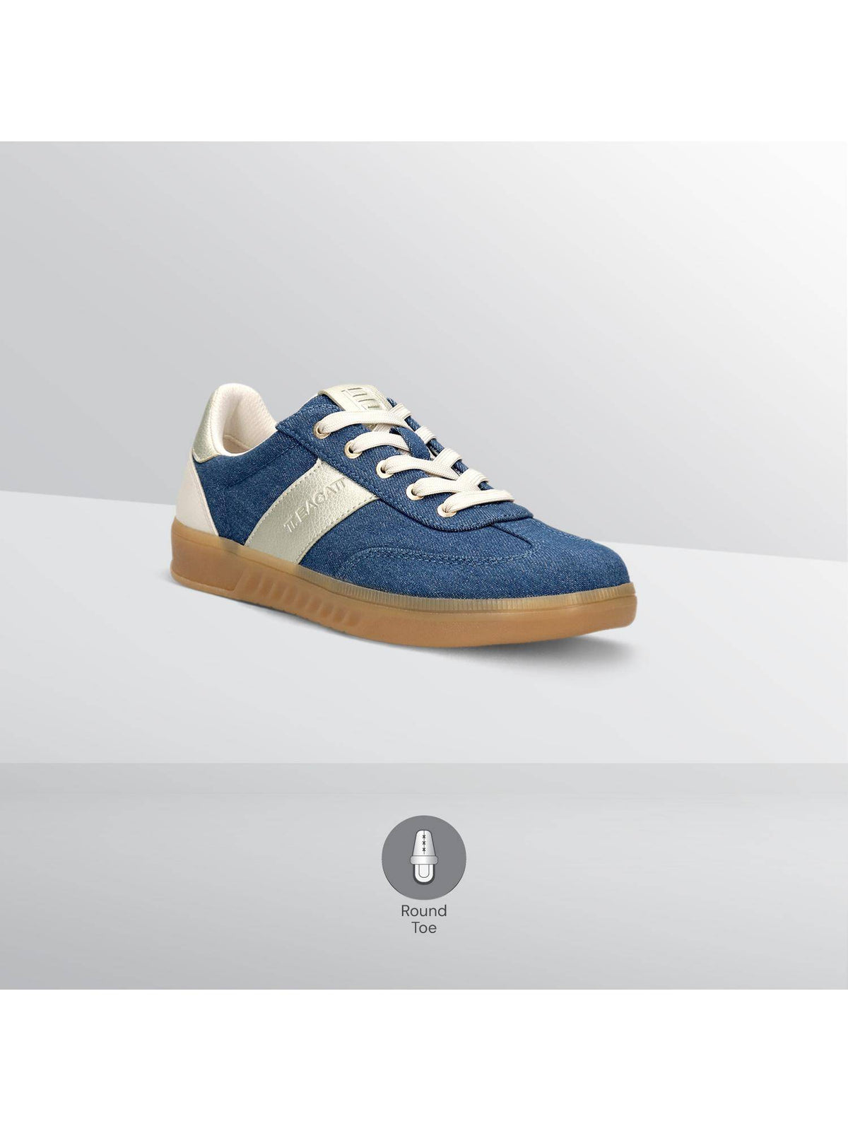 Blue Round Toe Low Top Pair Of Sneakers | SN09 - view 4