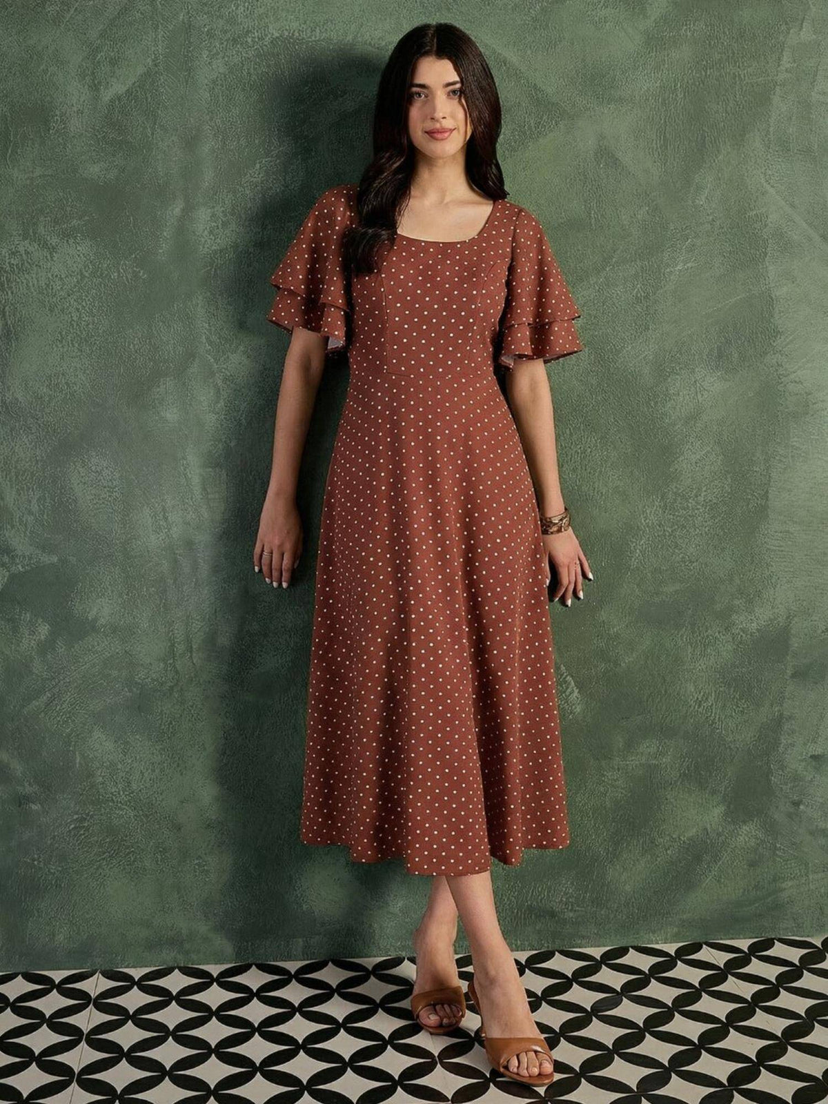Black Polka Dots Regular Dress | D56 - view 8
