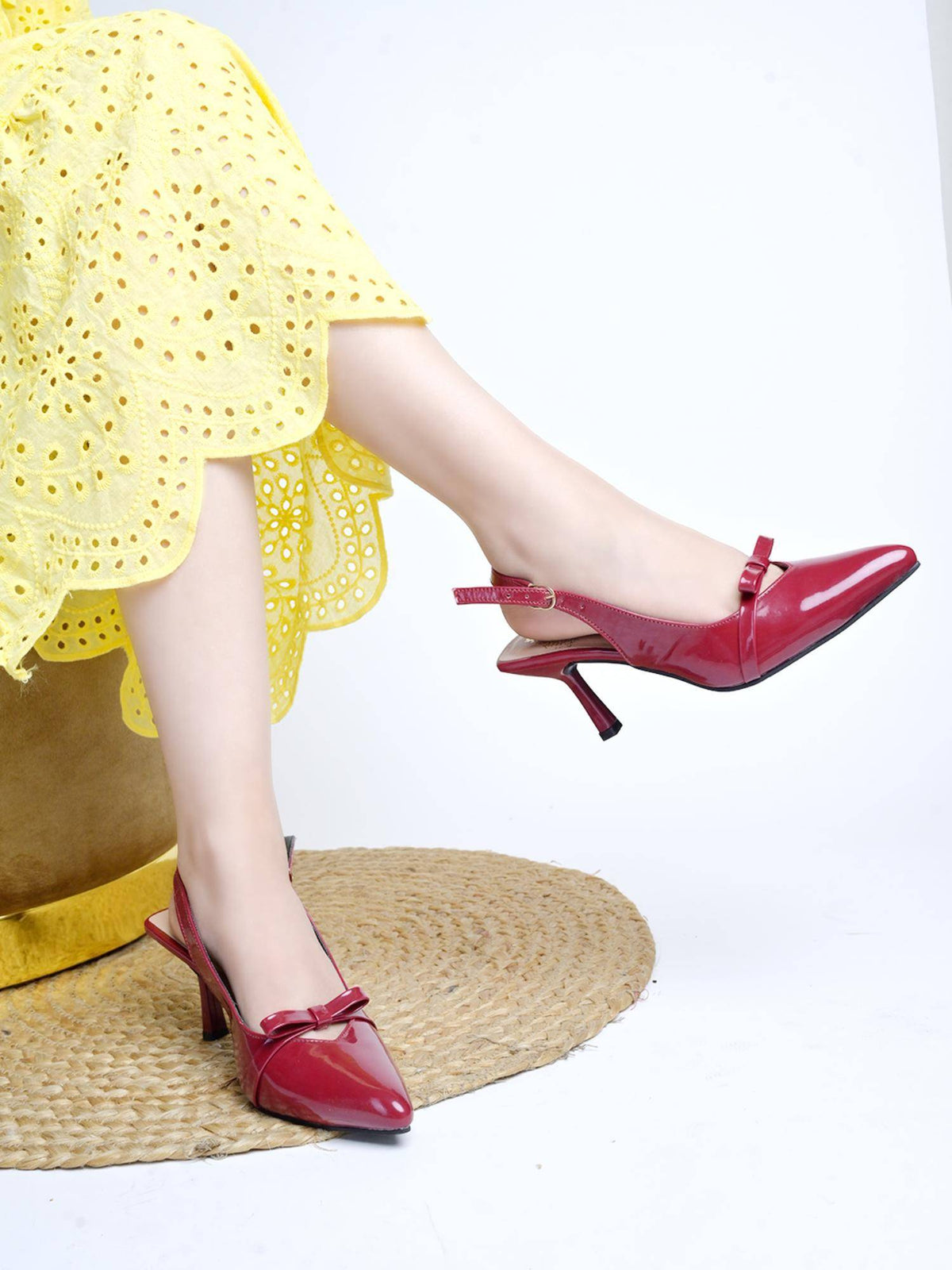 Smart Casual Glossy Upper Detailed Beige Mules Heels | H78 - view 5