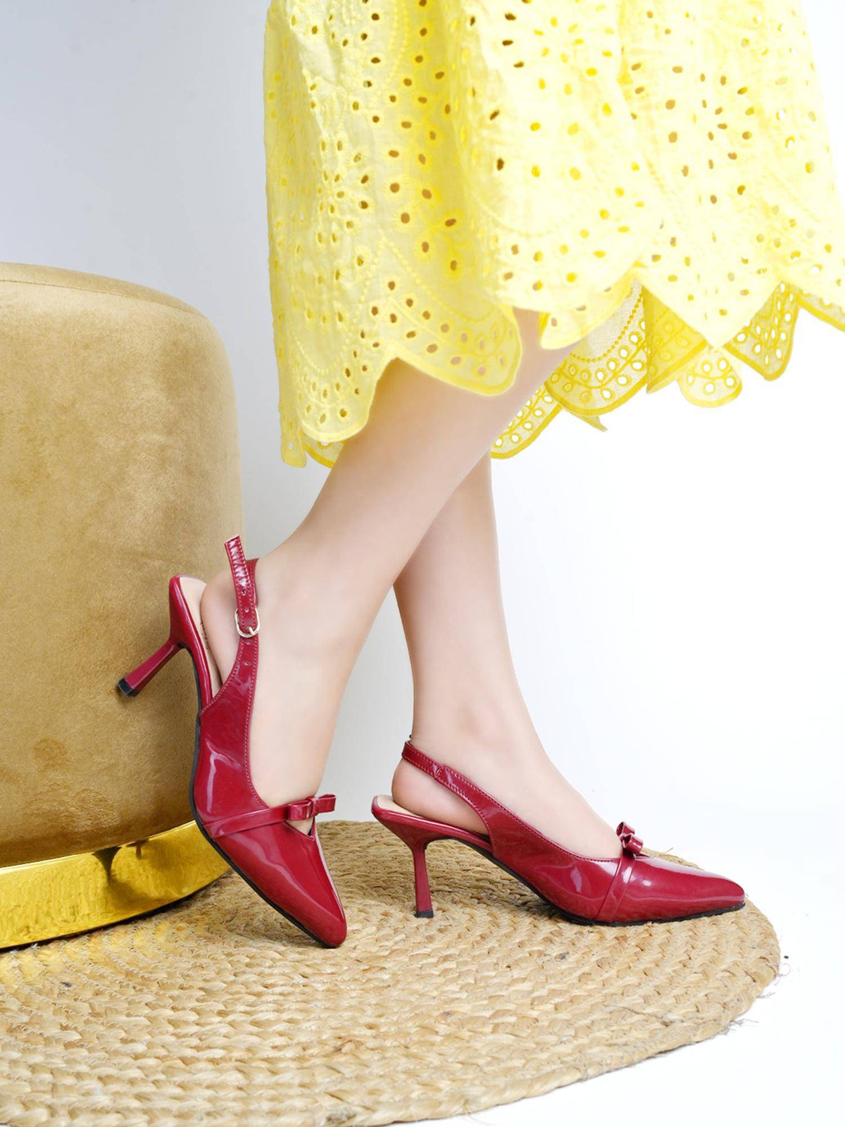 Smart Casual Glossy Upper Detailed Beige Mules Heels | H78 - view 6