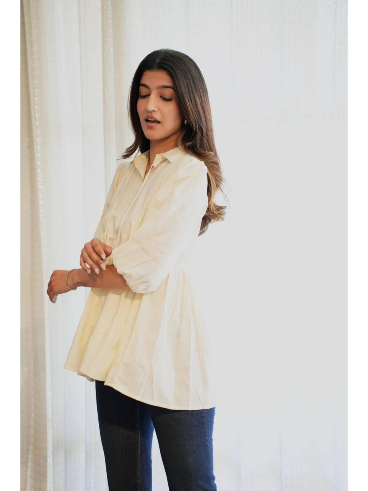 Pastel Pink Peplum Tunic Top | pt51 - view 6