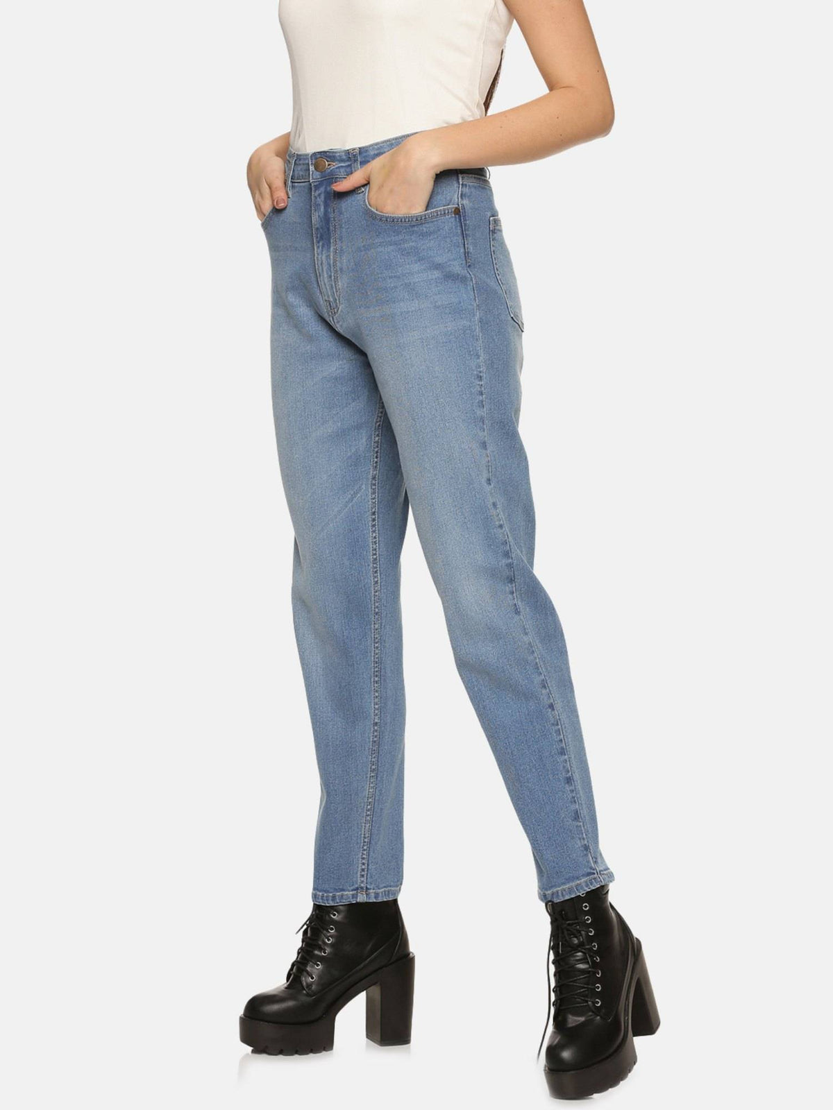 Mid Blue Straight Fit Denim Jeans | ST23 - view 2