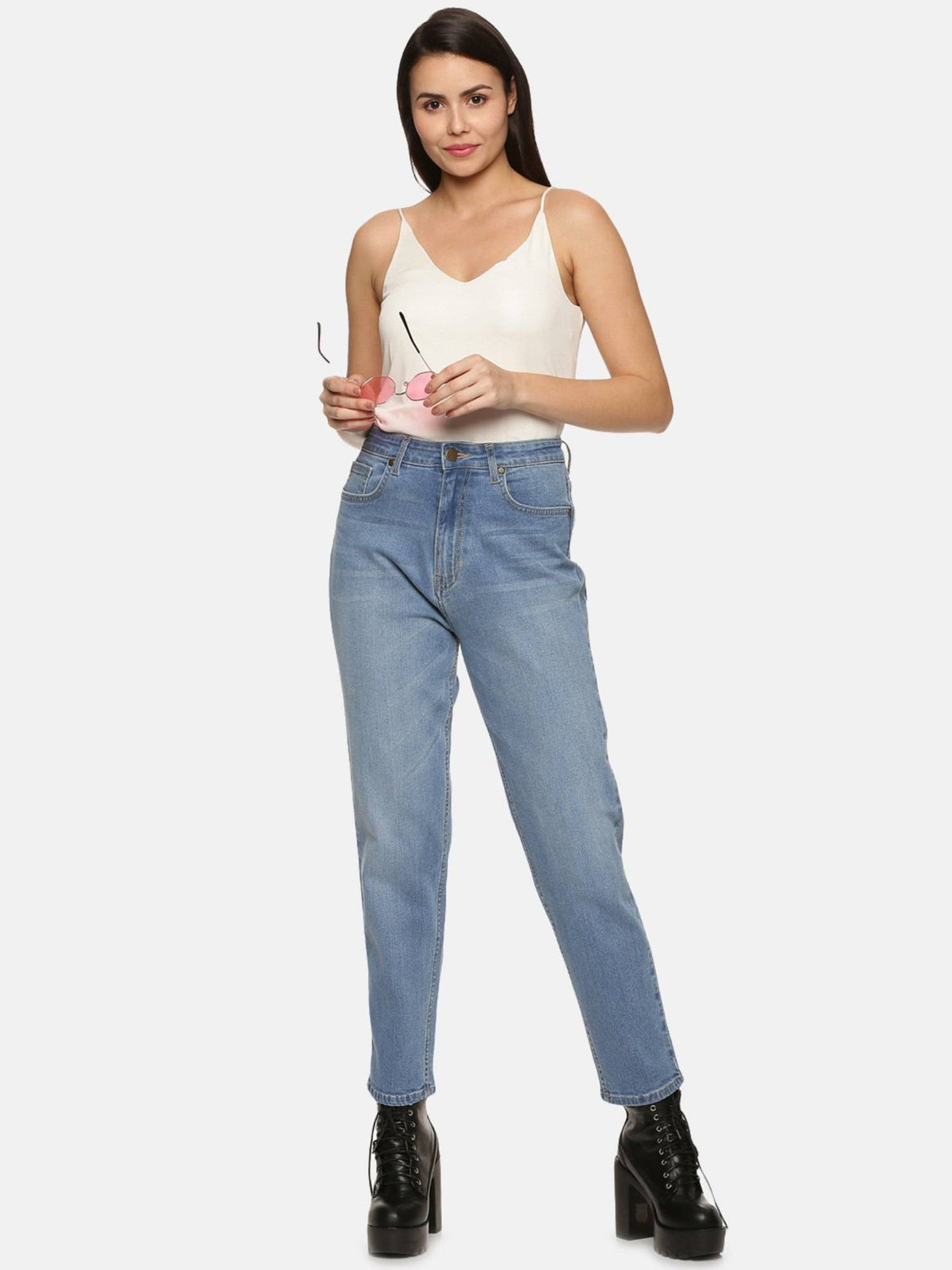 Mid Blue Straight Fit Denim Jeans | ST23 - view 4
