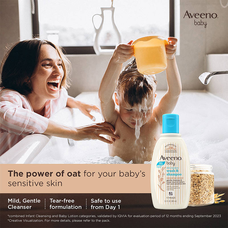 Baby Daily Moisture Wash & Shampoo - Natural Oat Gentle Cleanser For Hair, Sensitive Body Skin | H85 - view 5
