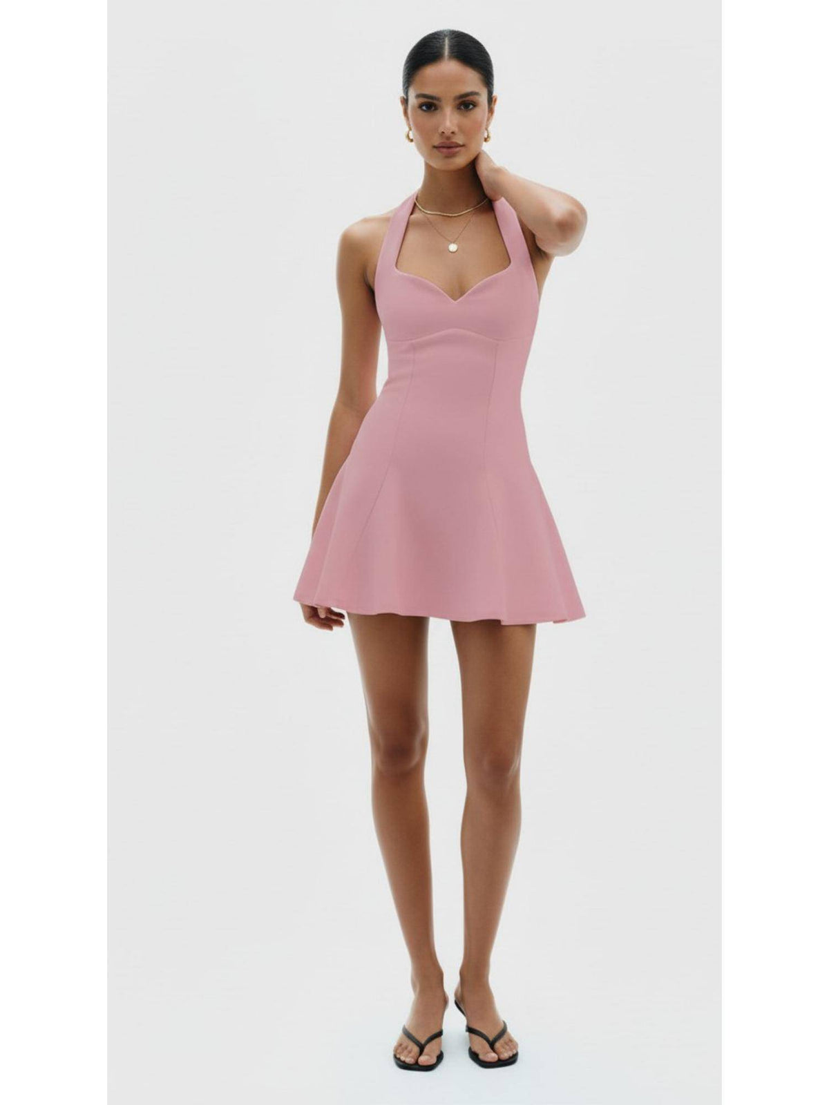 Black Halter Neck Fit and Flare Mini Dress | D56 - view 5