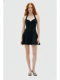 Black Halter Neck Fit and Flare Mini Dress | D56 - view 1