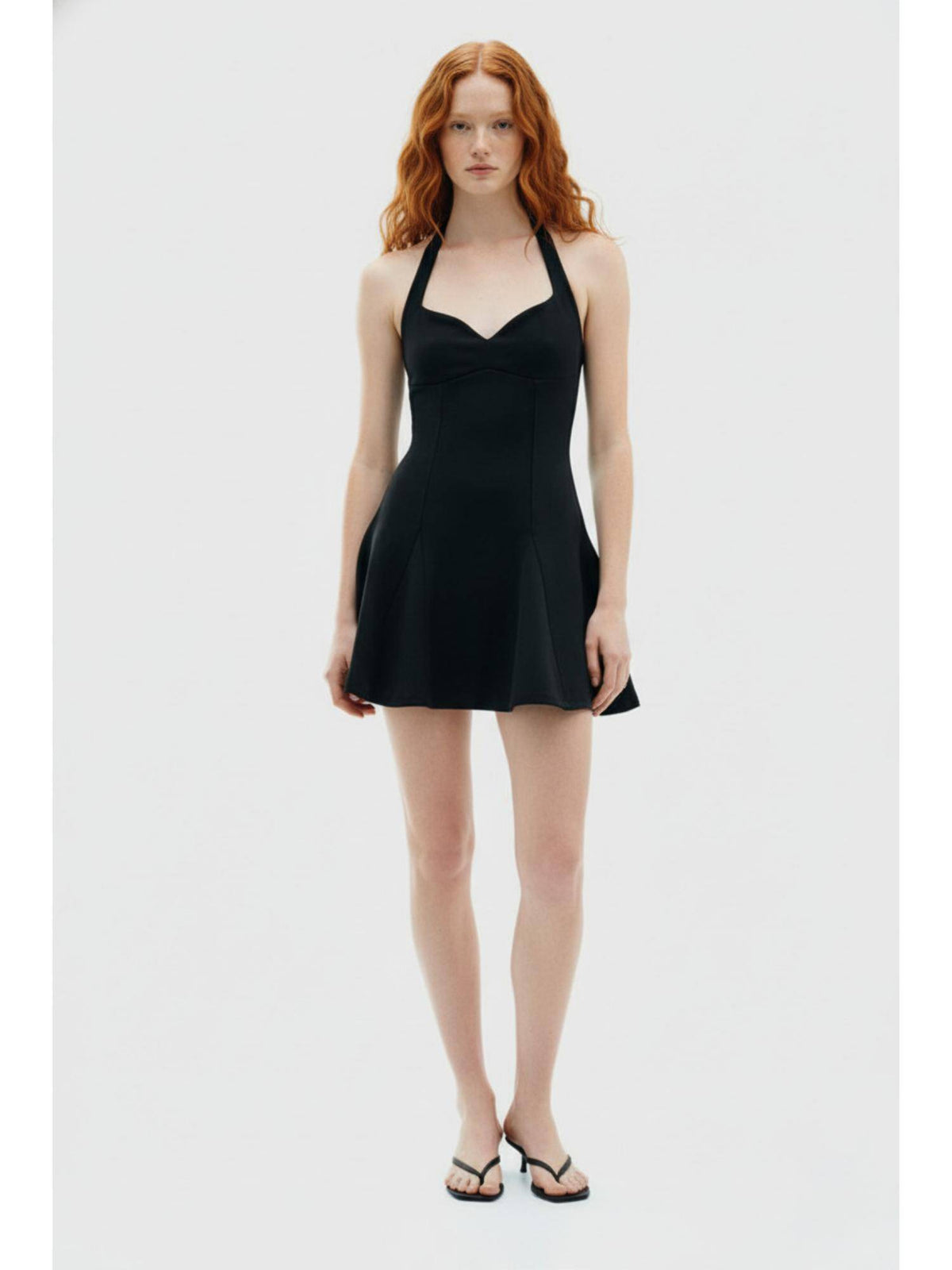 Black Halter Neck Fit and Flare Mini Dress | D56 - view 1