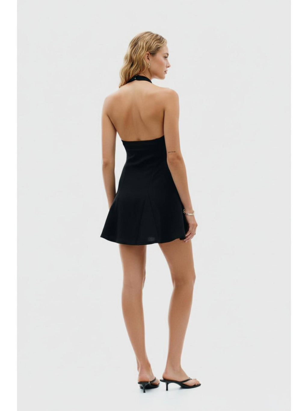 Black Halter Neck Fit and Flare Mini Dress | D56 - view 2