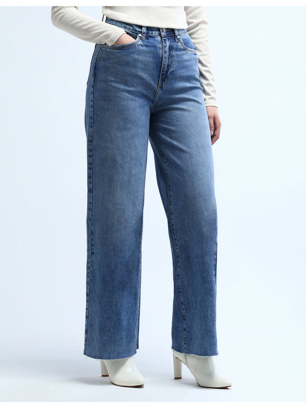 Blue High Rise Wide Leg Jeans | WL90 - view 6