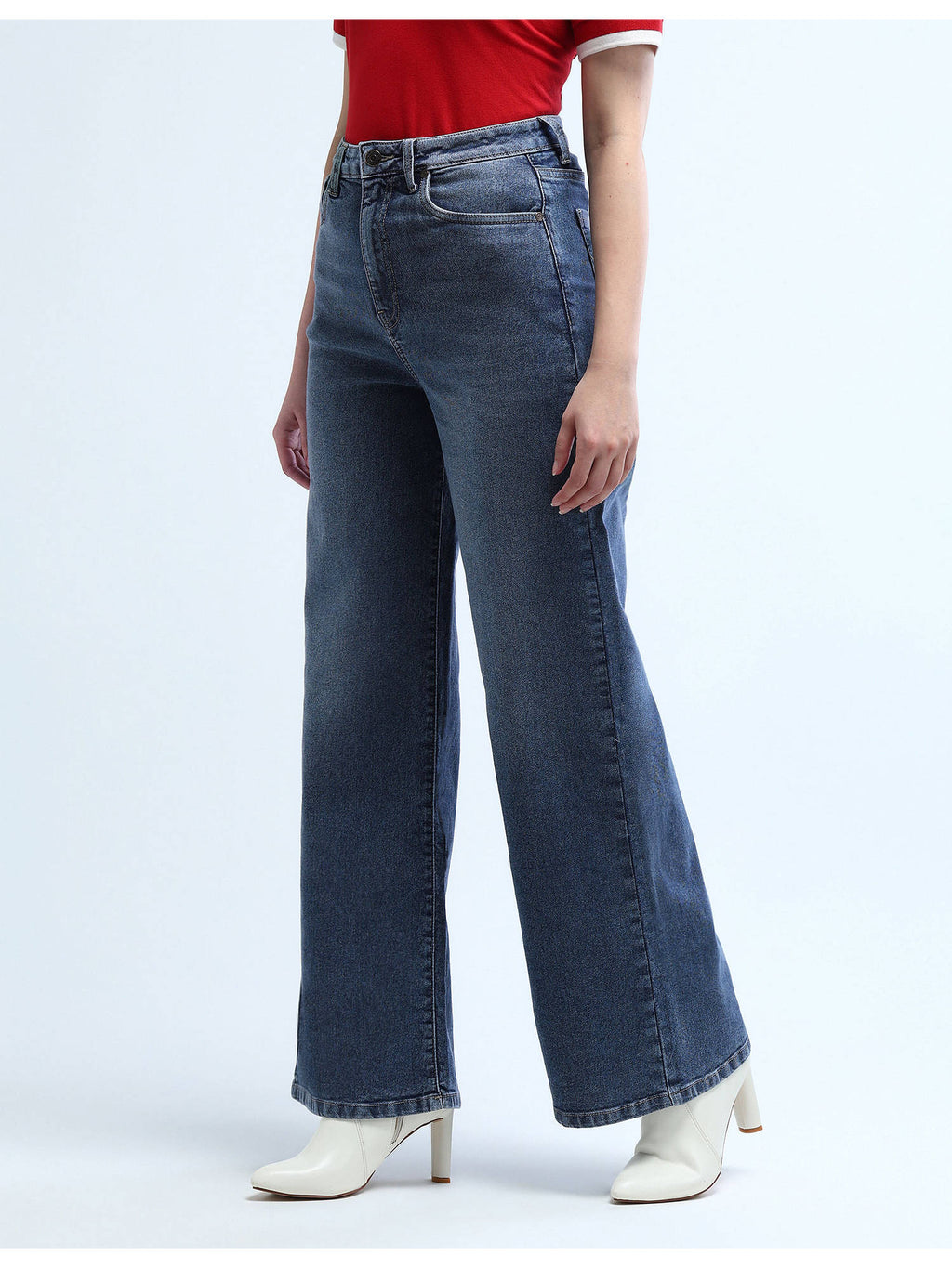 Navy Blue High Rise Stretchable Baggy Jeans | BG78 - view 4