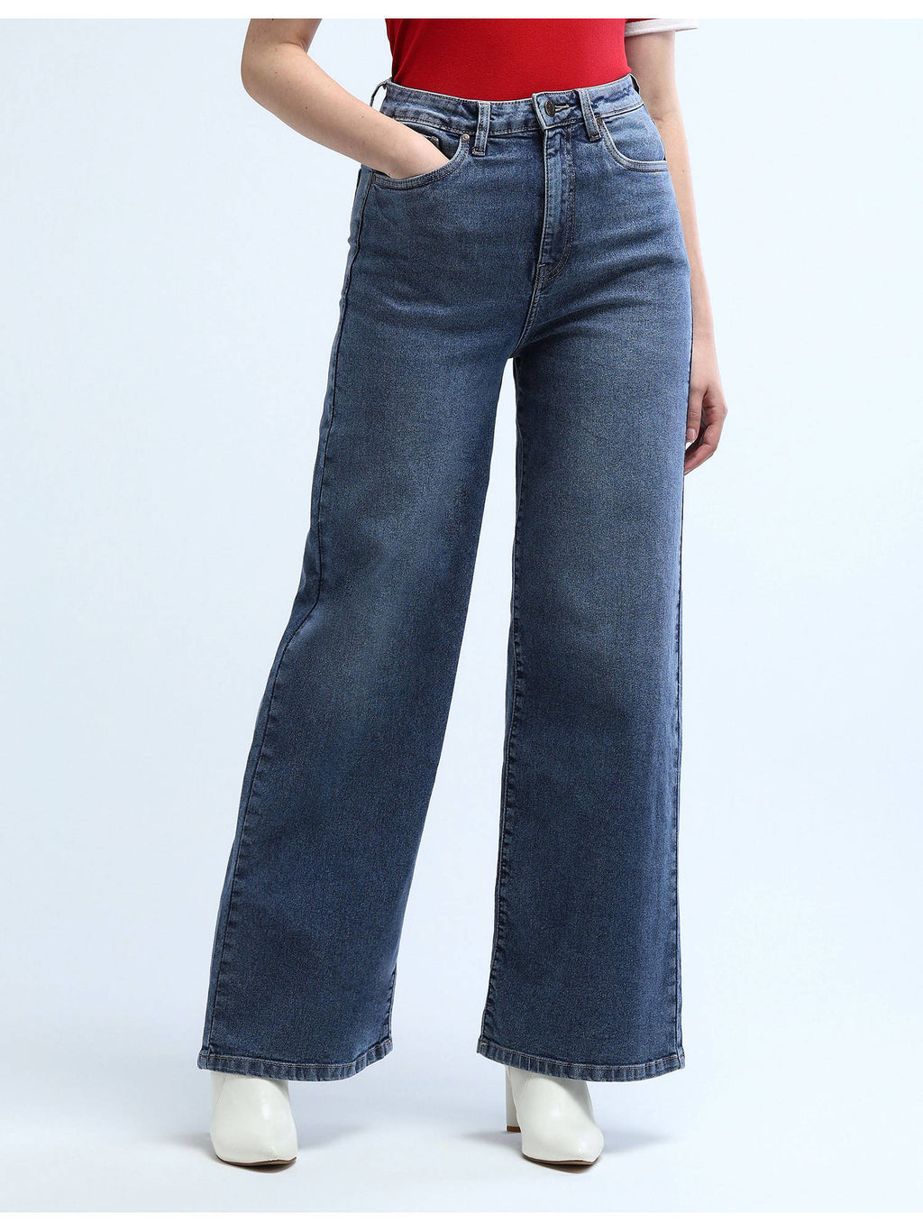 Navy Blue High Rise Stretchable Baggy Jeans | BG78 - view 6