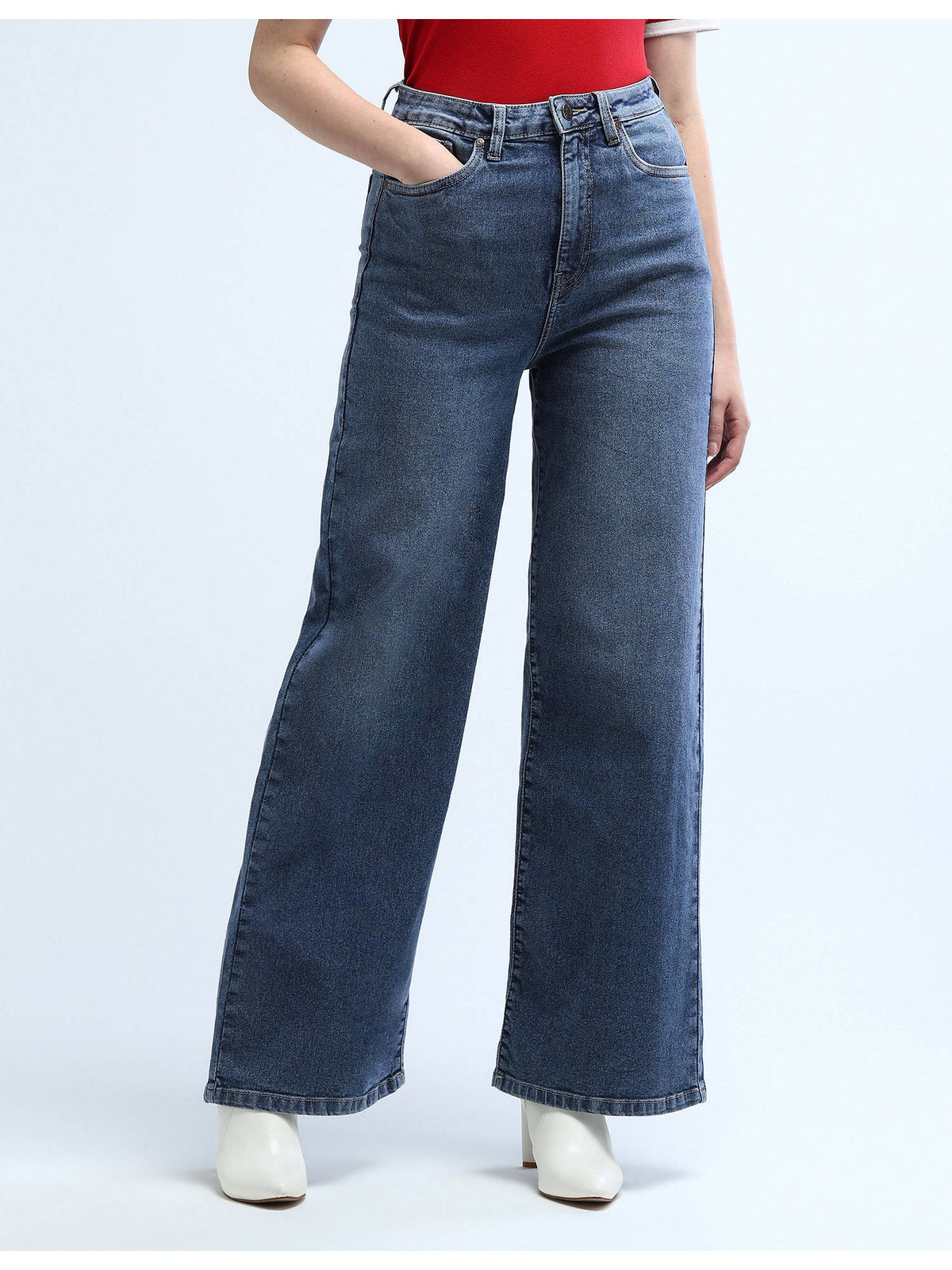 Navy Blue High Rise Stretchable Baggy Jeans | BG78 - view 6