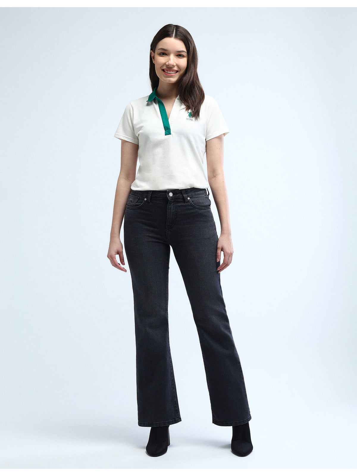 Black High Rise Regular Bootcut Stretchable Jeans | BT10 - view 3