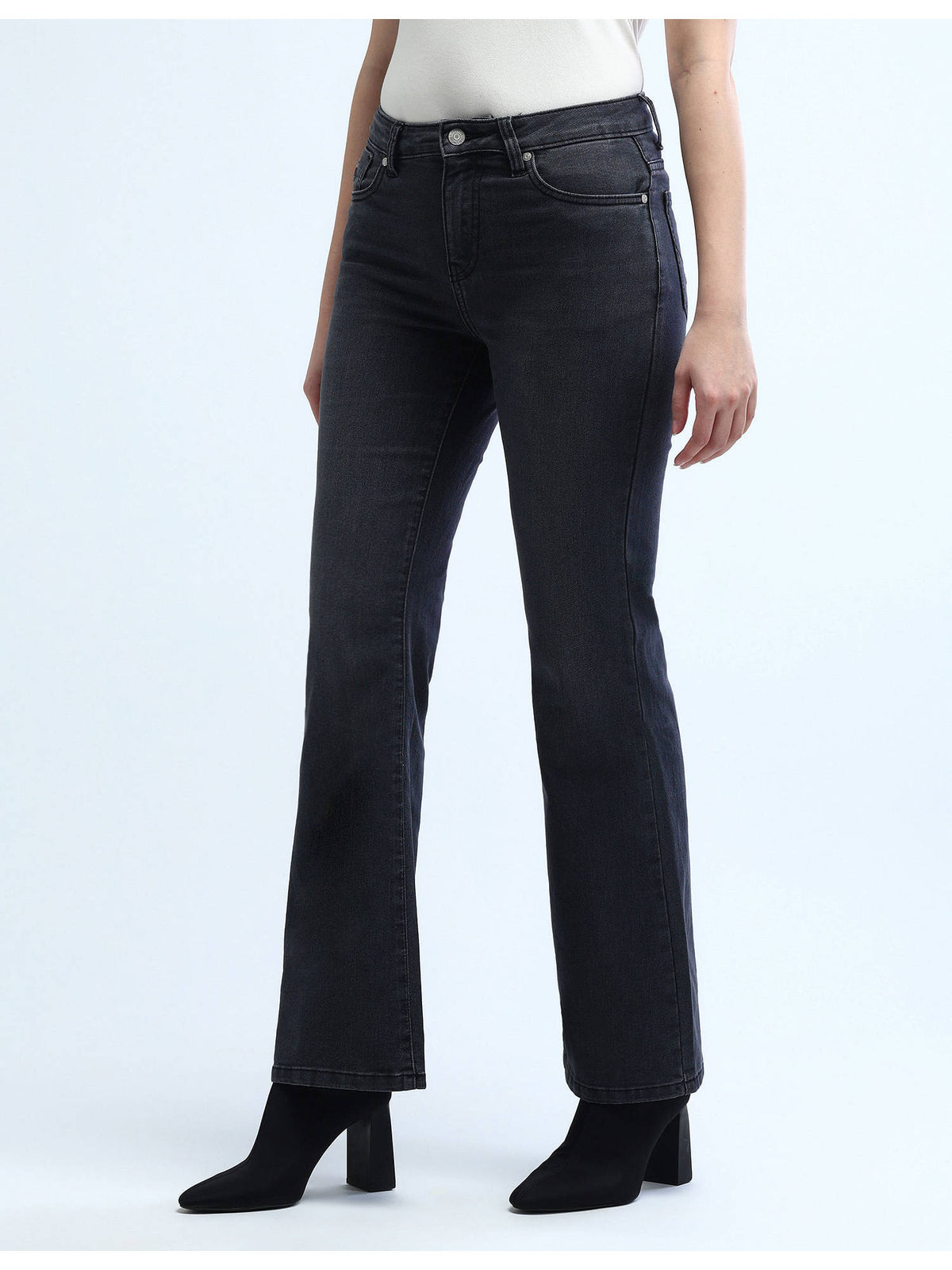 Black High Rise Regular Bootcut Stretchable Jeans | BG78 - view 4