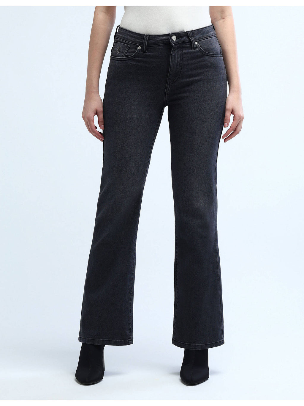 Black High Rise Regular Bootcut Stretchable Jeans | BT10 - view 6