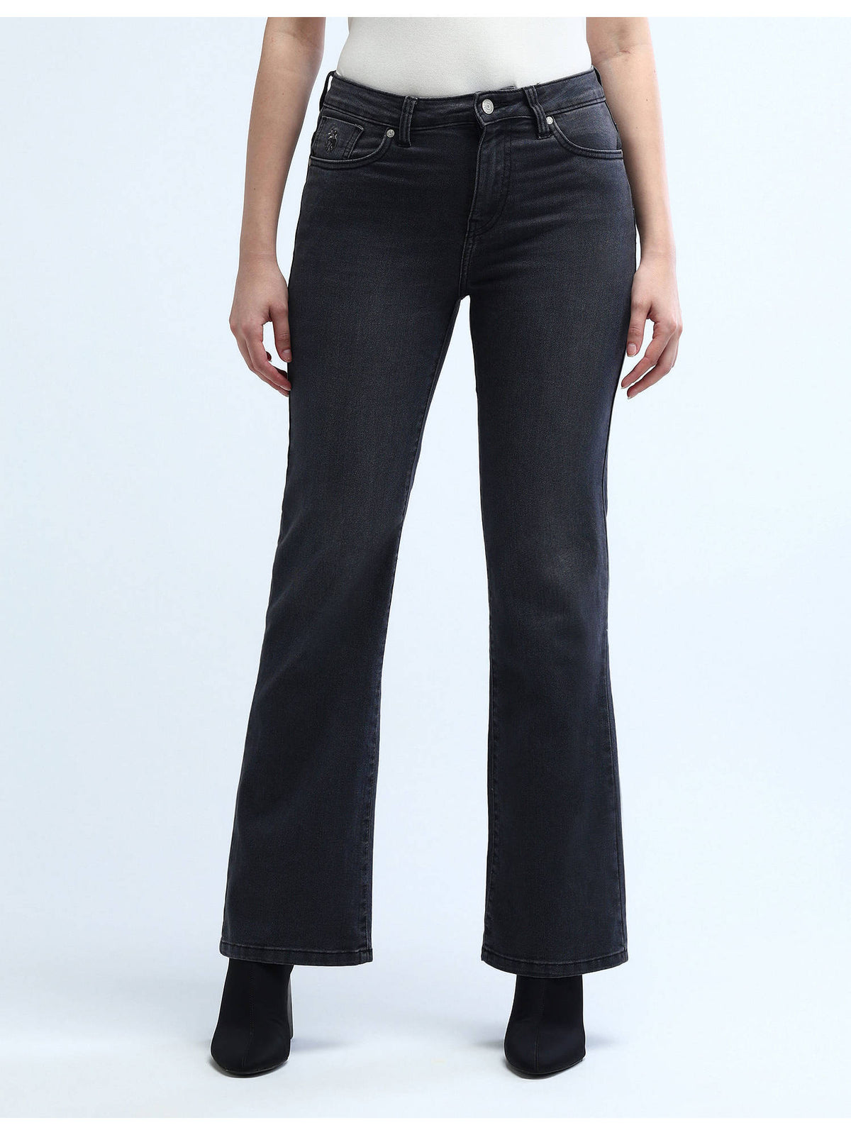 Black High Rise Regular Bootcut Stretchable Jeans | BT10 - view 6
