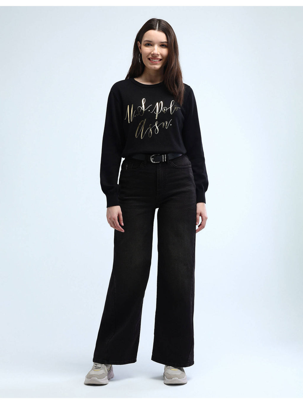 Black High Rise Stretchable Baggy Jeans | BG78 - view 3