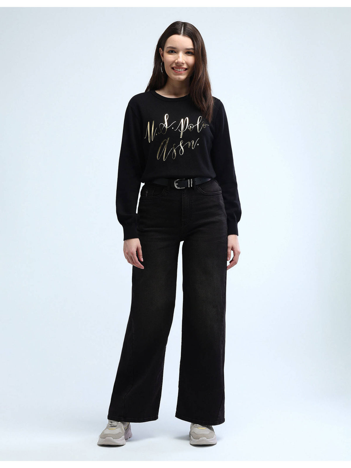 Black High Rise Stretchable Baggy Jeans | BG78 - view 3