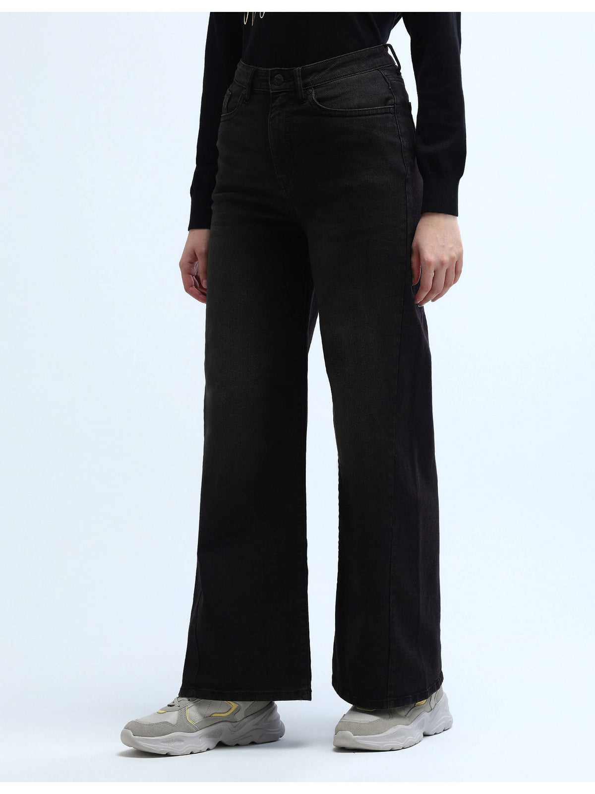 Black High Rise Stretchable Baggy Jeans | BG78 - view 4