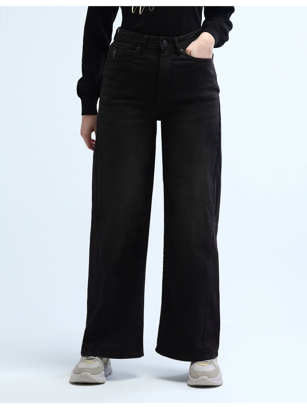 Black High Rise Stretchable Baggy Jeans | BG78 - view 6