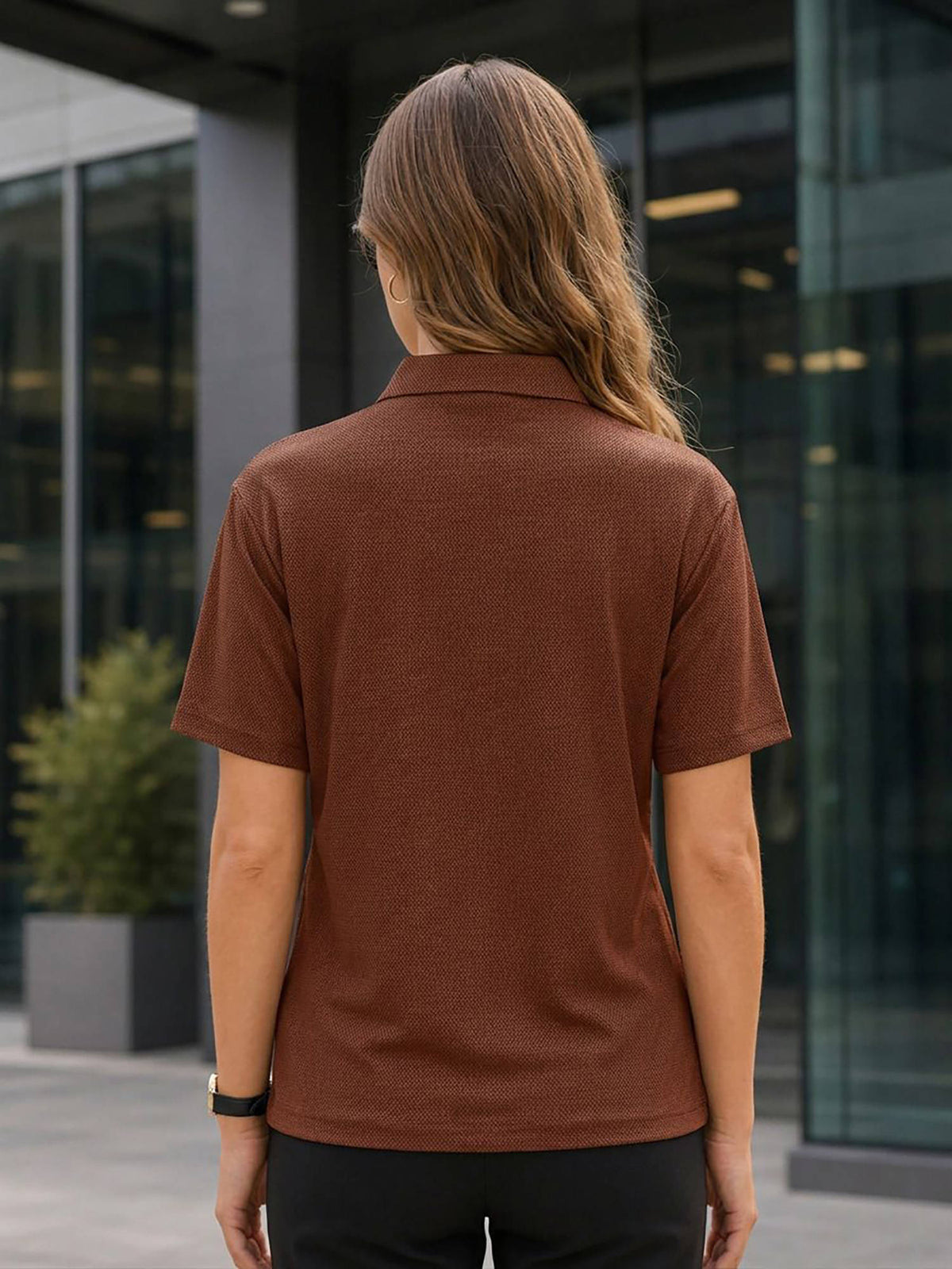 Women Black Solid/Plain Cotton Blend Polo T-Shirt | TS56 - view 7