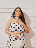 Women White Polka Dots Polyester Crop Top | CT61 - view 1