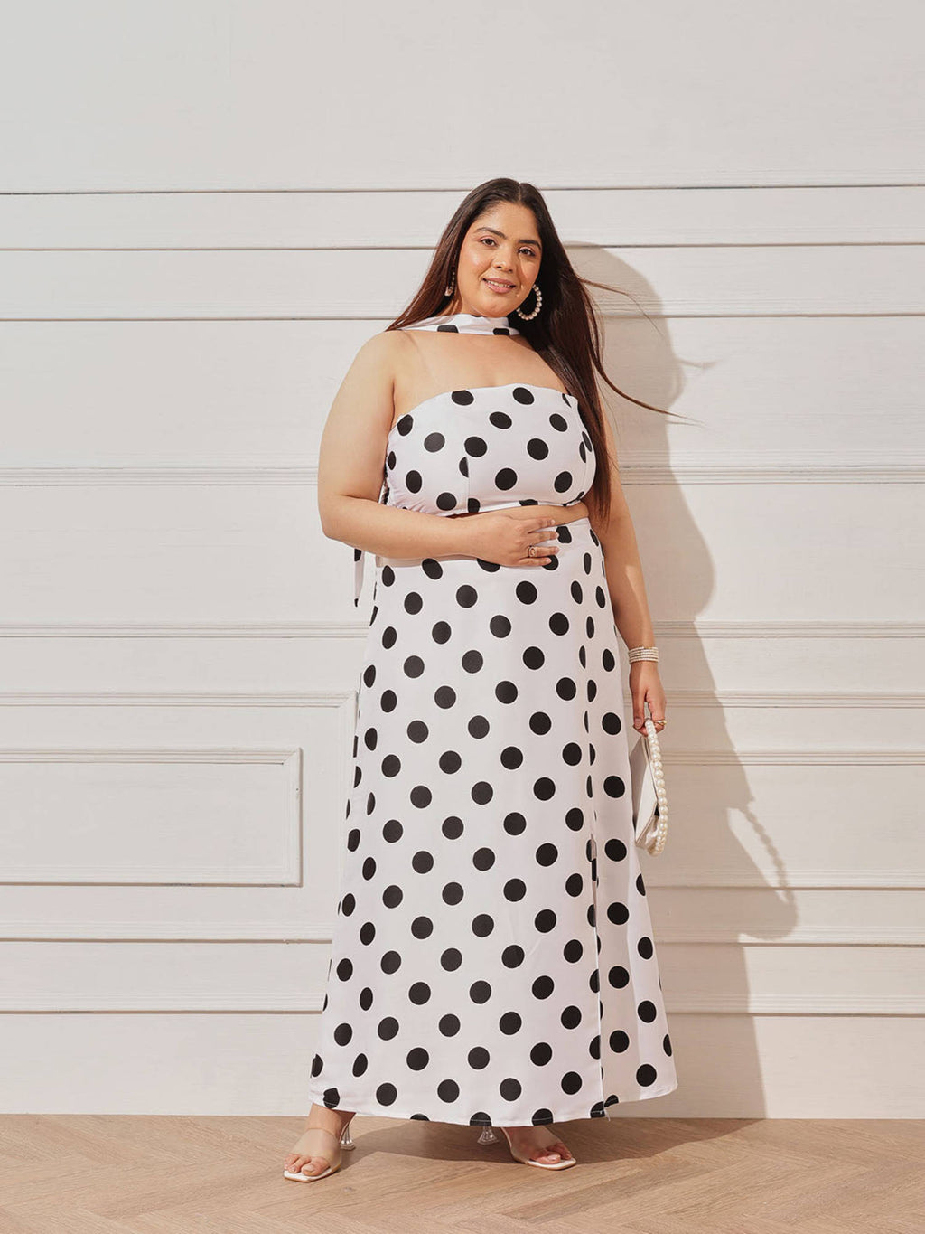 Women White Polka Dots Polyester Crop Top | CT61 - view 6