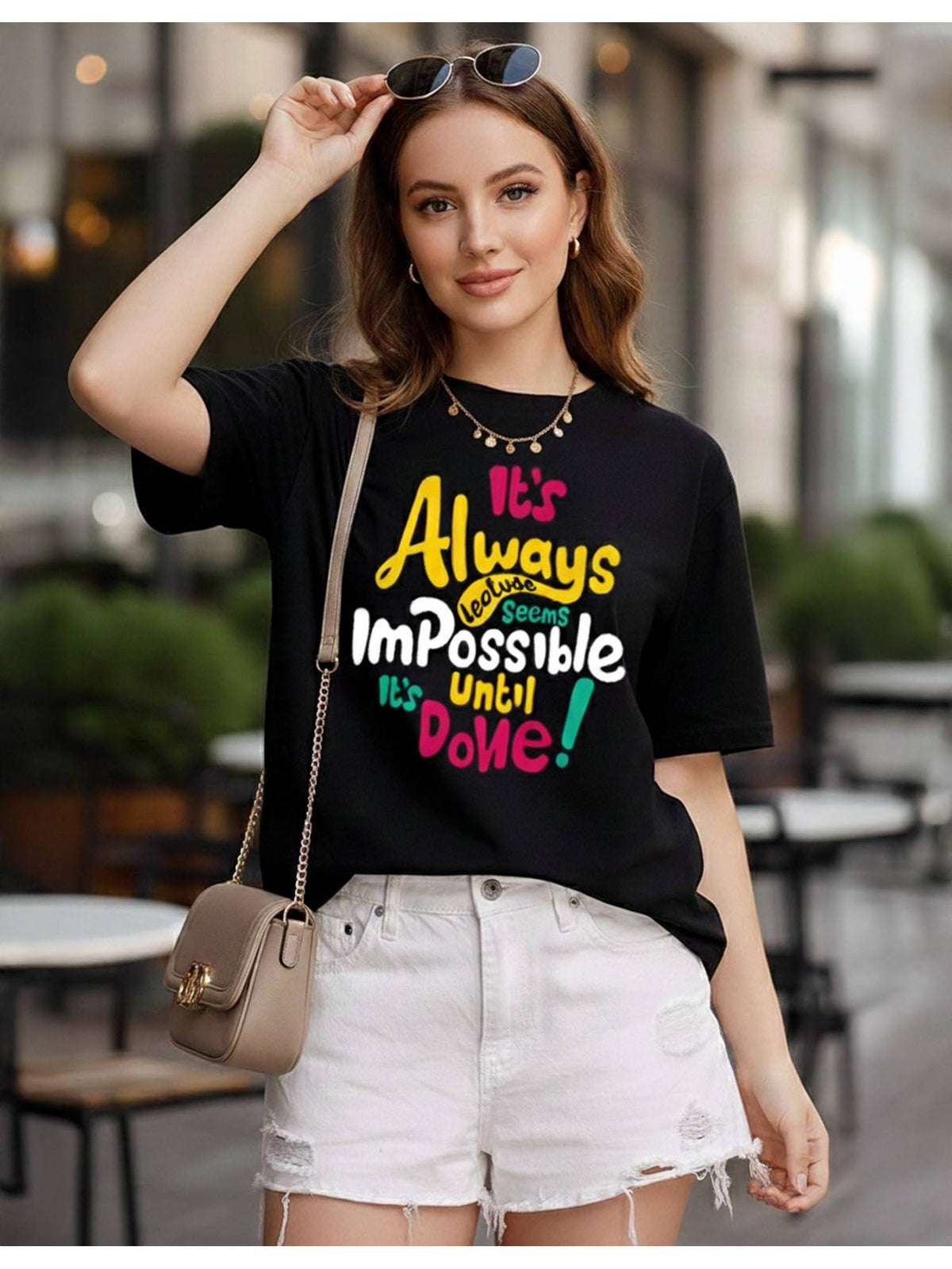 Cotton Blend Printed Oversized Crew Neck Pink T-Shirts | TS56 - view 18
