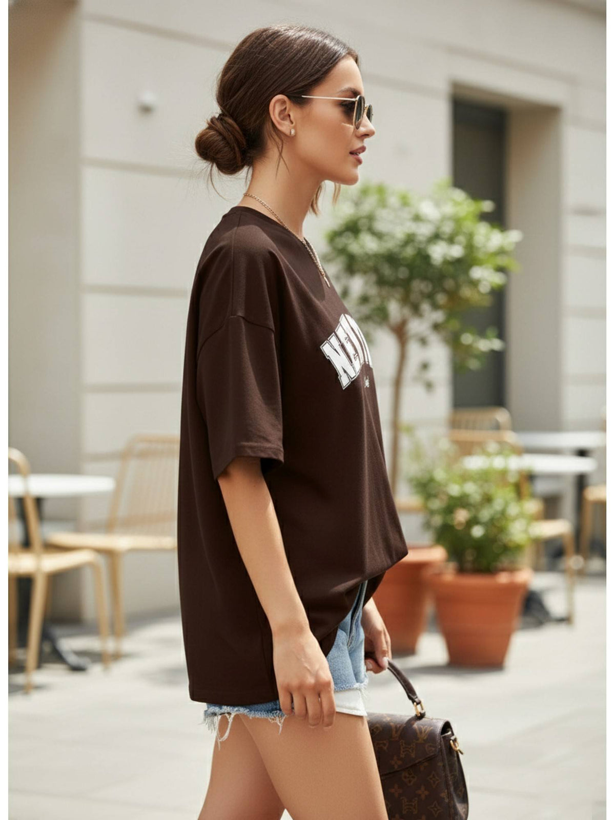 Printed Womens Round Neck Navy Blue T-Shirt | TS56 - view 34