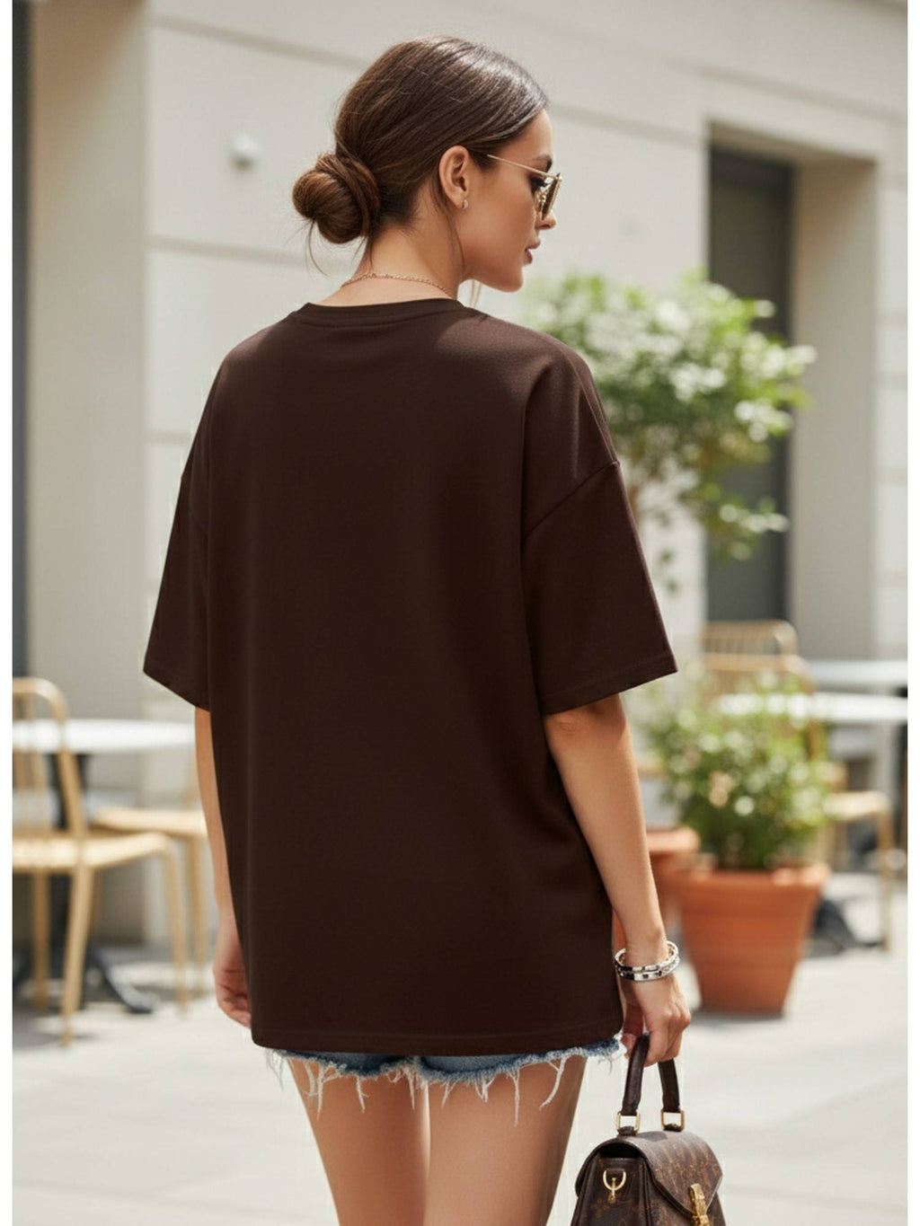 Printed Womens Round Neck Navy Blue T-Shirt | TS56 - view 35