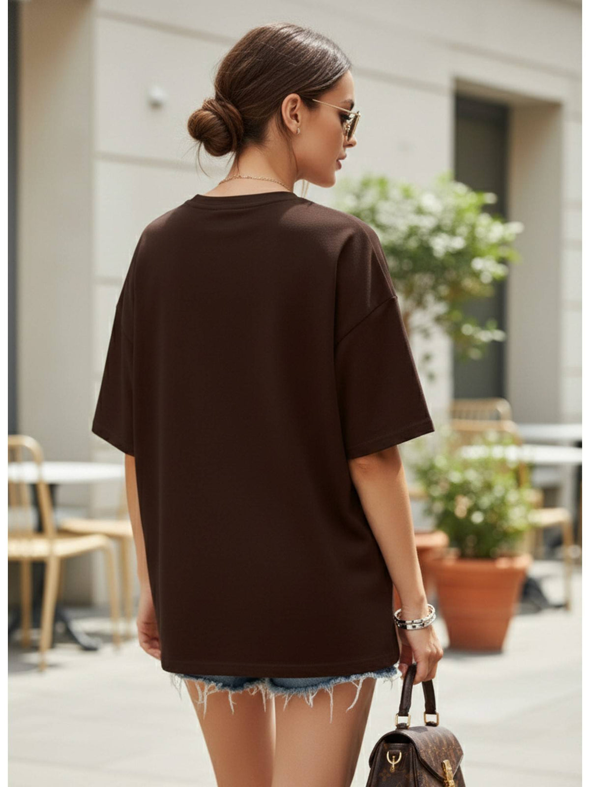 Printed Womens Round Neck Navy Blue T-Shirt | TS56 - view 35