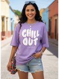 Printed Womens Round Neck Navy Blue T-Shirt | TS56 - view 17