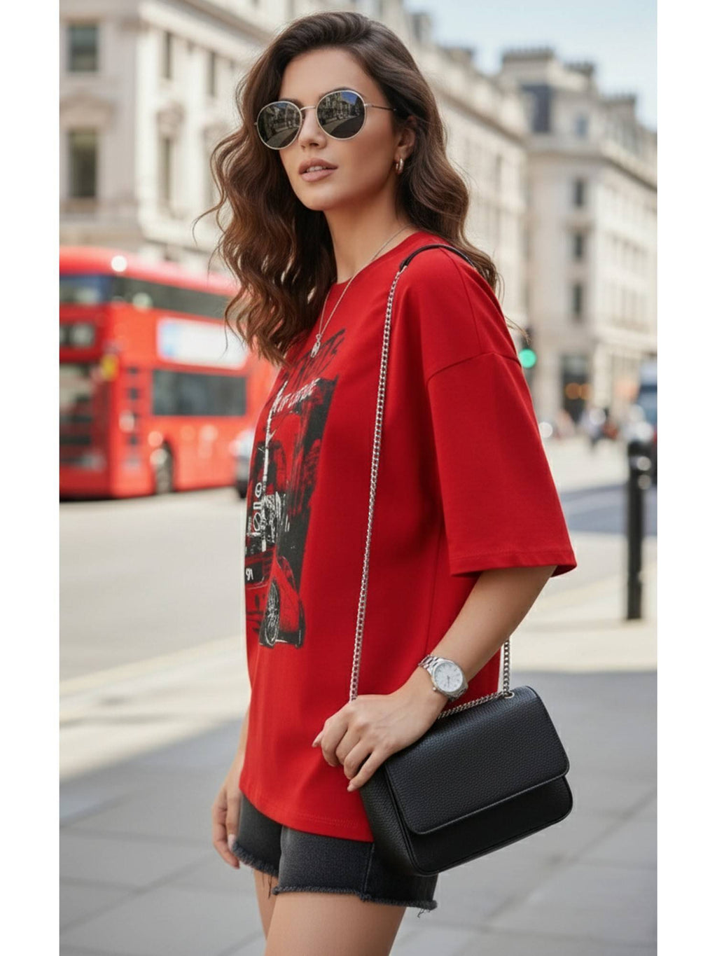 Printed Womens Round Neck Navy Blue T-Shirt | TS56 - view 22