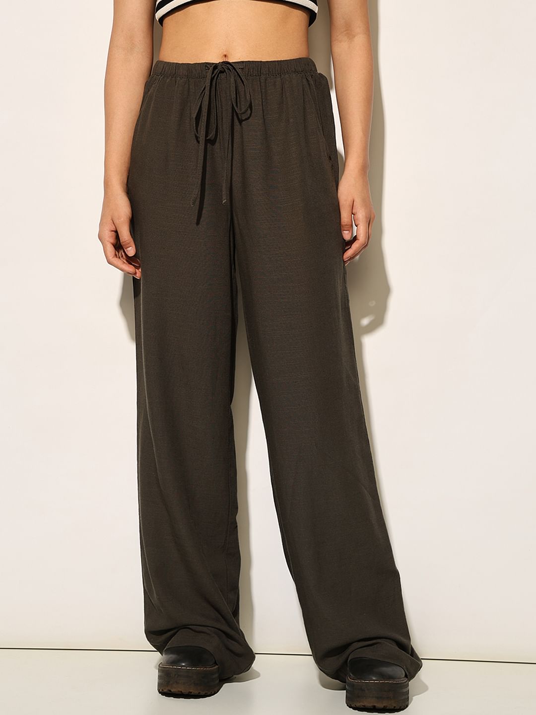 Moss Green Linen Blend Pants