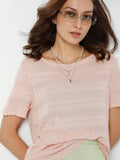 Coral Flat Knit Textured T-Shirt